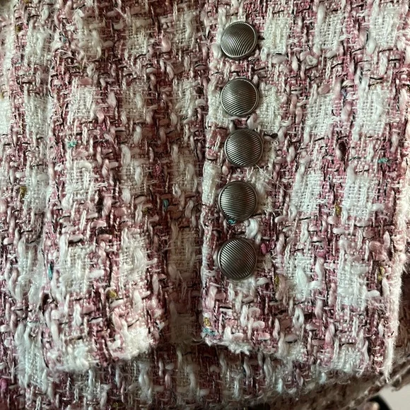 L'Agence Kenzie Pink White Boucle Tweed Blazer Jacket - Picture 5 of 13